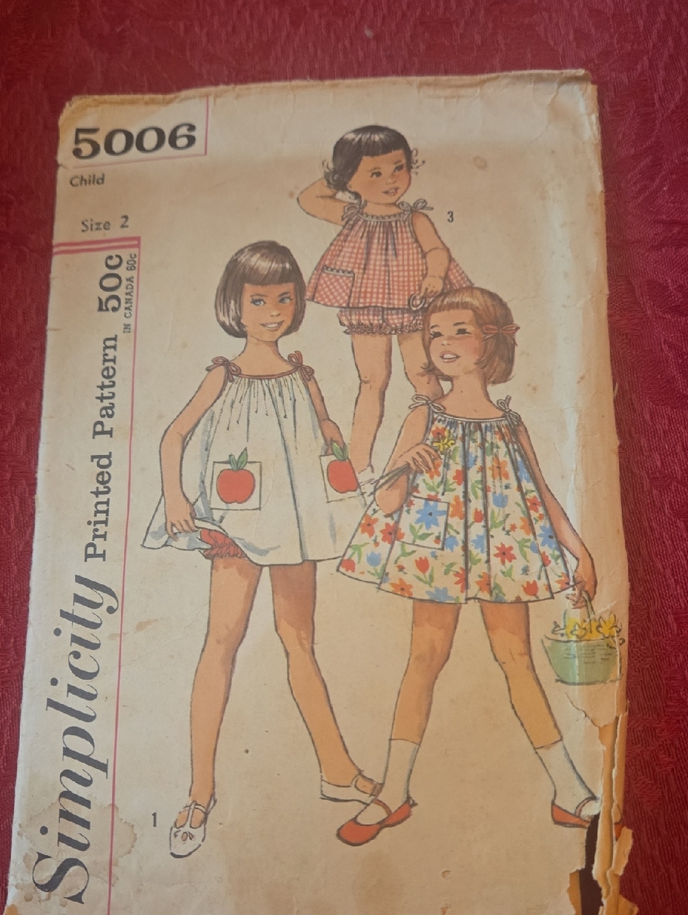 Simplicity Vintage Kids Dress Pattern 5006 - White & Multi Floral Size 2 T